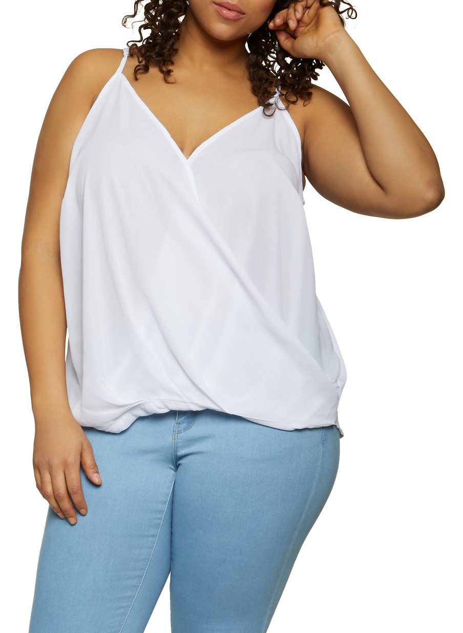 Plus Size Faux Wrap Sleeveless Top