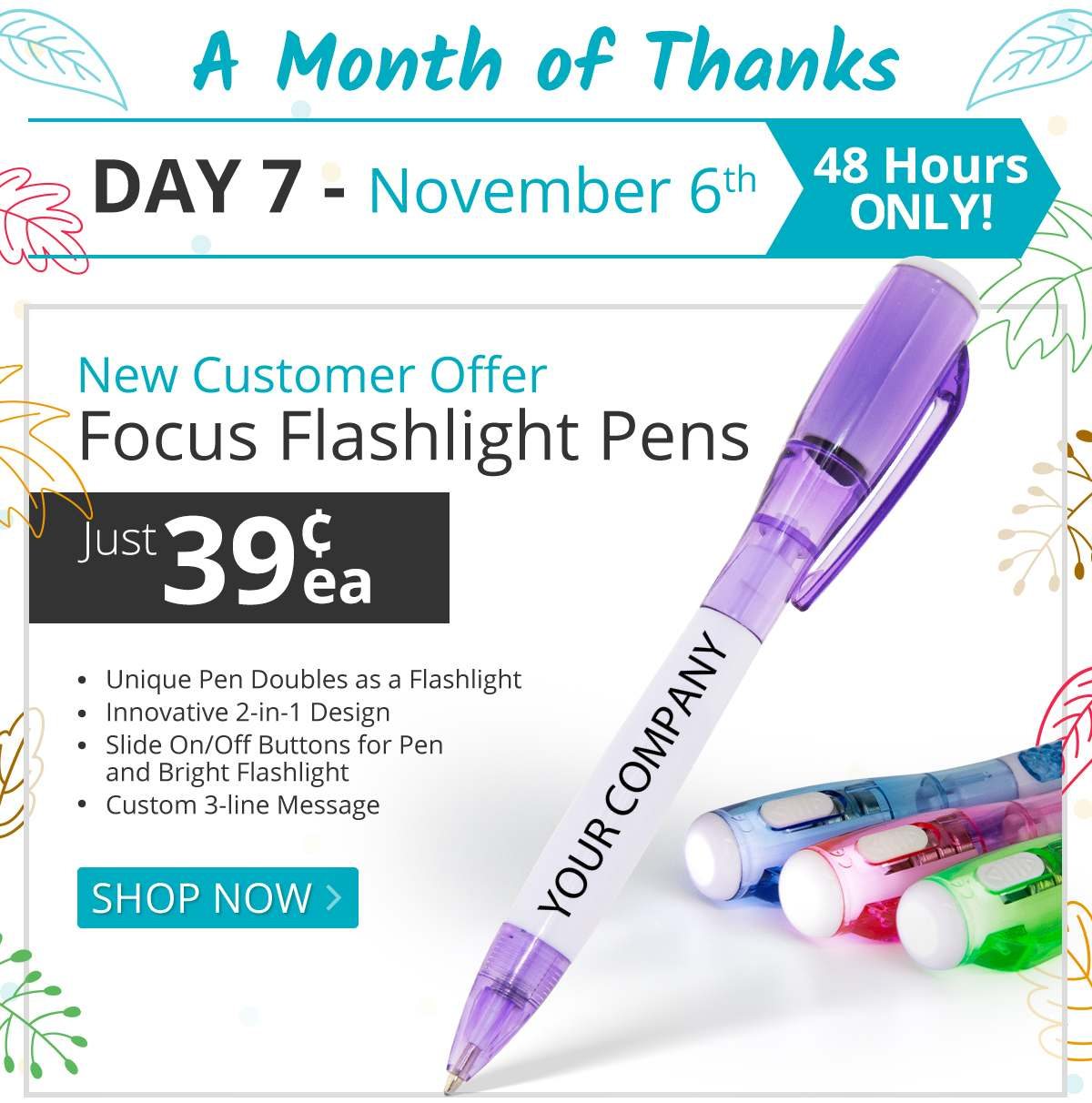 Focus Flashlight Pens for only 39¢ each!