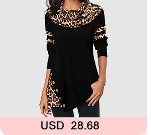 Leopard Print Button Detail Long Sleeve T Shirt 
