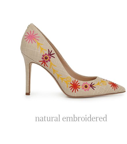 natural embroidered