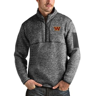 Men's Antigua Heathered Charcoal Washington Commanders Fortune Quarter-Zip Pullover Jacket