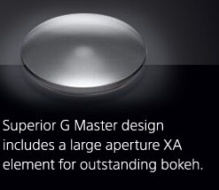 Superior G Master design includes a large aperture XA element for outstanding bokeh.