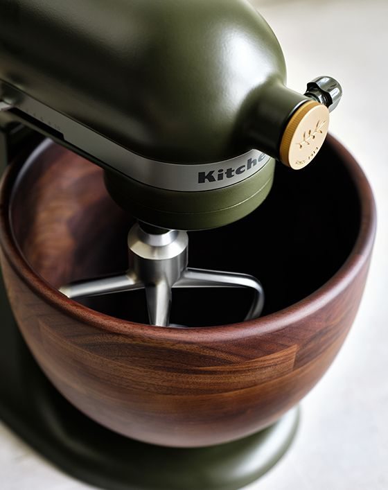 new! KitchenAid® in evergreen with wood bowl