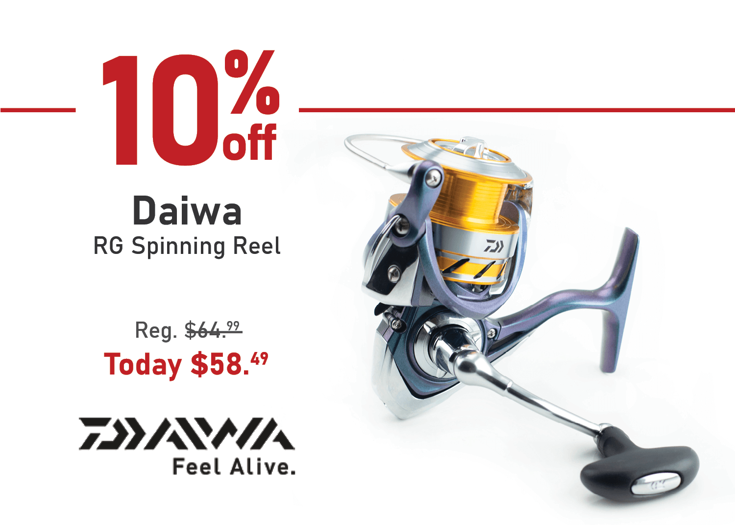 Save 10% on the Daiwa RG Spinning Reel