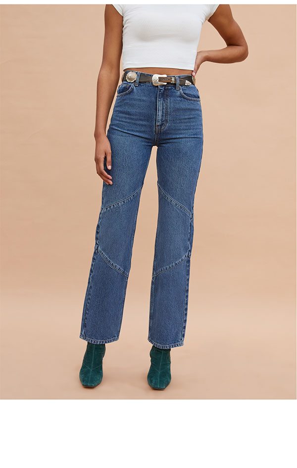 Cynthia 80's Seamed High Rise Straight Jeans