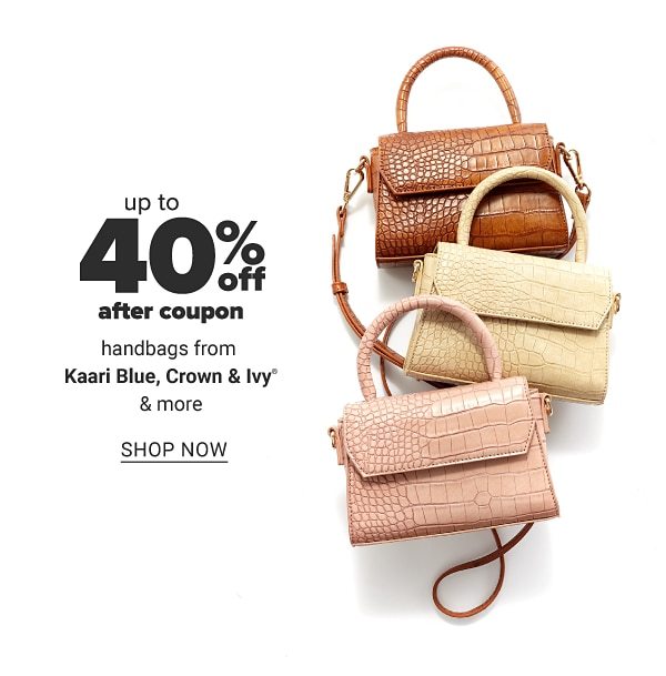 Up to 40% off after coupon handbags from kaair Blue, Crown & Ivy™ & more. Shop Now.