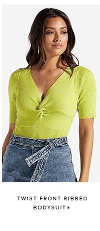 TWIST FRONT RIBBED BODYSUIT