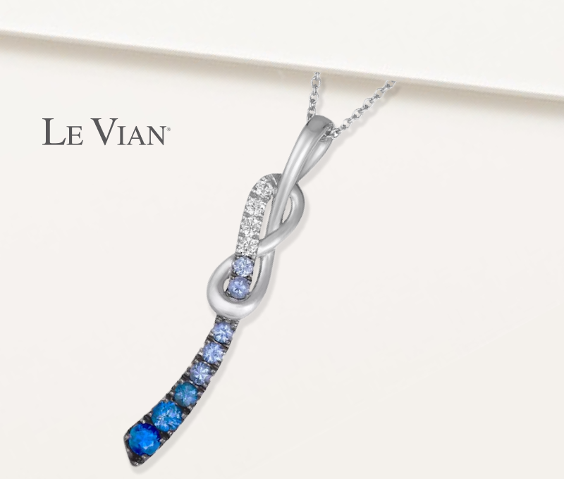 Le Vian Denim Ombré & White Sapphire Knot Necklace 14K Vanilla Gold 20''