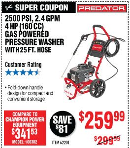 View 2500 PSI, 2.4 GPM, 4 HP (160cc) Pressure Washer EPA/CARB
