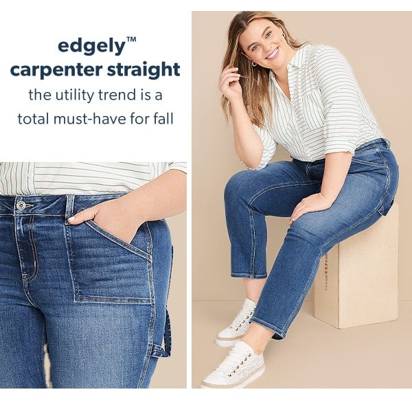 edgely™ carpenter straight. The utility trend is a total must-have for fall. Model wearing maurices clothing.