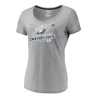 Women's Philadelphia Eagles NFL Pro Line by Fanatics Branded Gray 2017 NFC Champions Trophy Collection Locker Room V-Neck T-Shirt