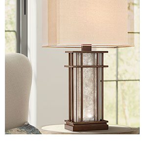 Rhodes Mica Glass Table Lamp with LED Night Lights