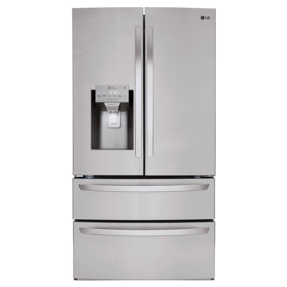 LG 27.8 cu ft 4 Door French Door Smart Refrigerator - 36"W Fingerprint Resistant Stainless Steel