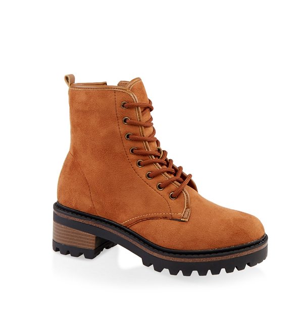 Lace Up Side Zip Combat Boots