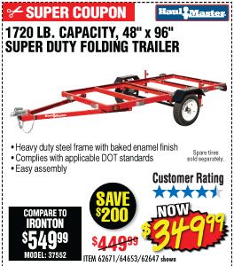 View 1720 lbs. Capacity 48 in. x 96 in. Super Duty Folding Trailer