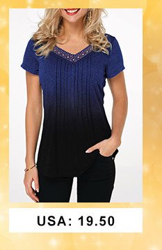 Crinkle Chest Short Sleeve Gradient Lace Patchwork T Shirt
