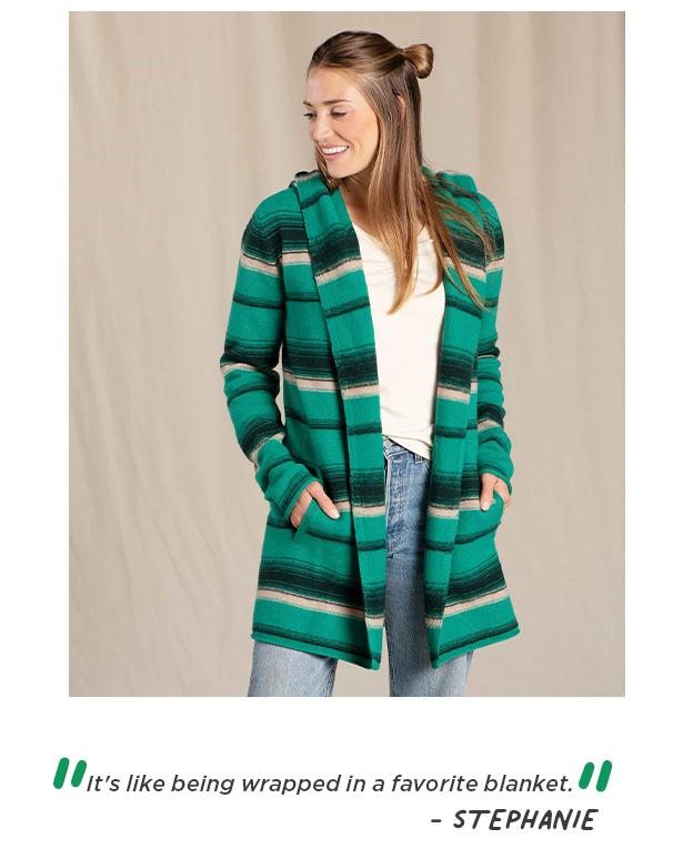 Merino Heartfelt Hoodie in Cactus Stripe