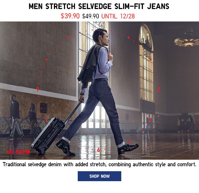 MEN STRETCH SELVEDGE: SLIM-FIT JEANS - SHOP SELVEDGE JEANS