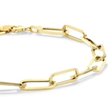 Hollow Paperclip Bracelet 10K Yellow Gold 7.5''