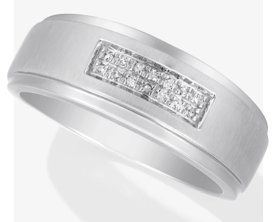 Men's Diamond Wedding Band 1/20 ct tw Round-cut 10K White Gold