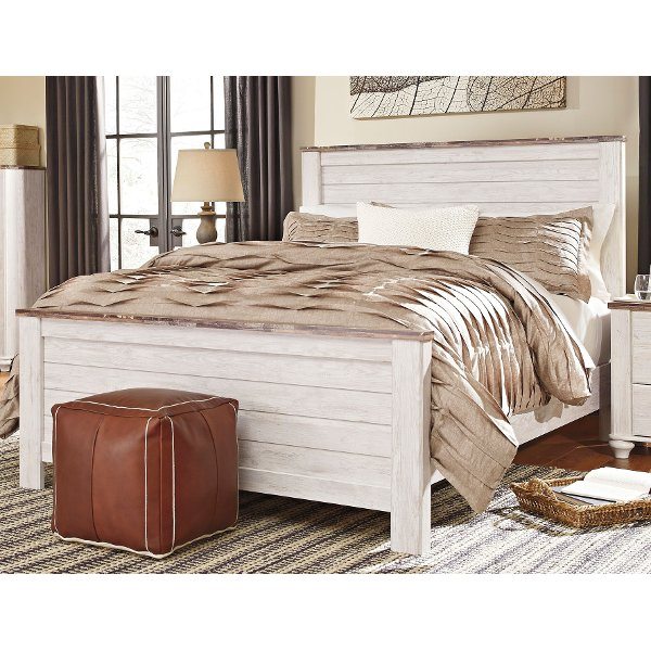 Millhaven Classic Rustic Whitewash King Bed