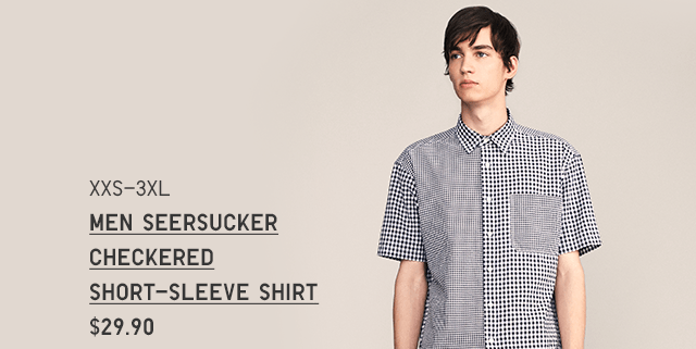 BODY2 PDP3 - MEN SEERSUCKER CHECKERED SHORT-SLEEVE SHIRT