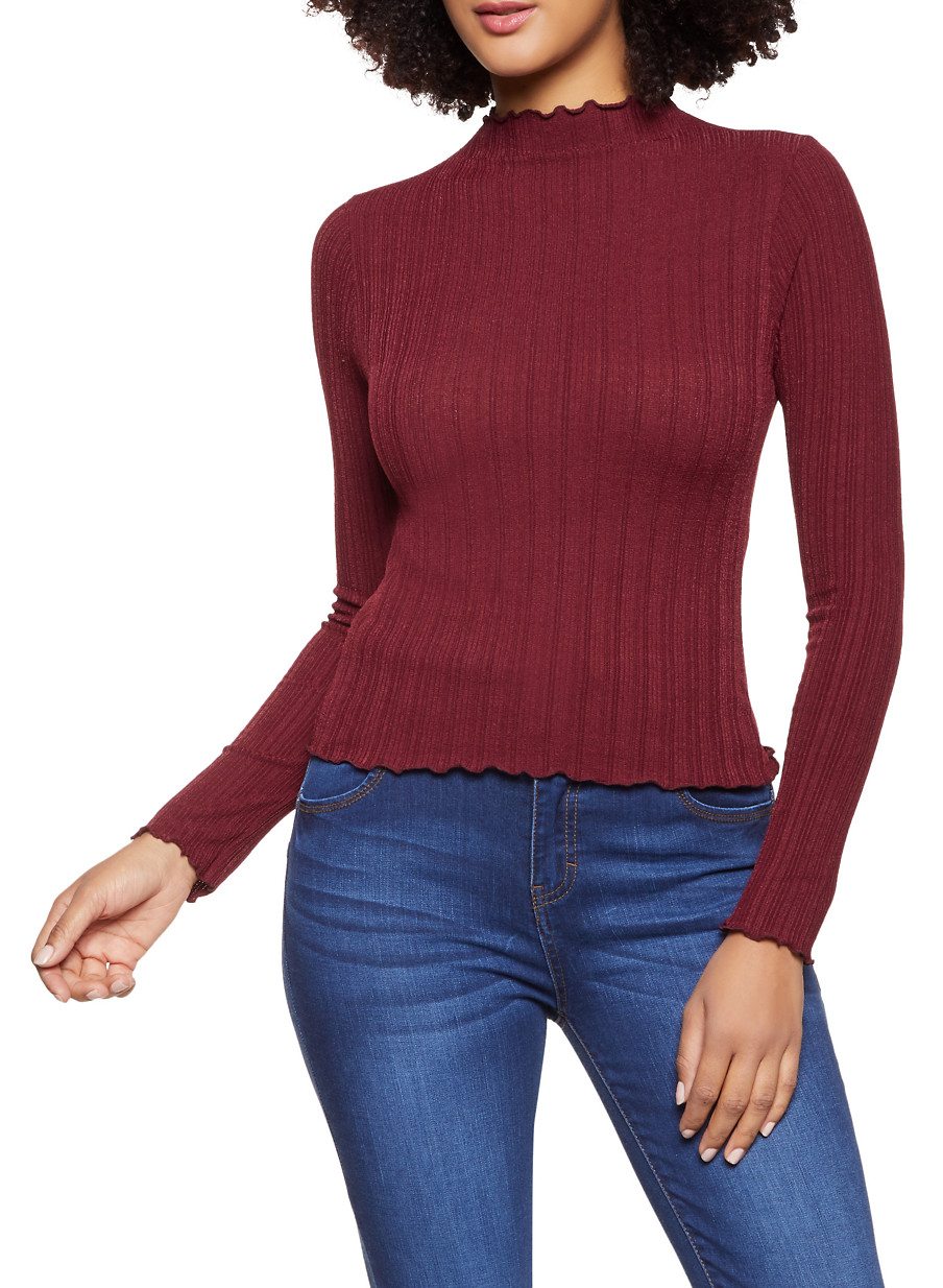 Lettuce Edge Ribbed Knit Top