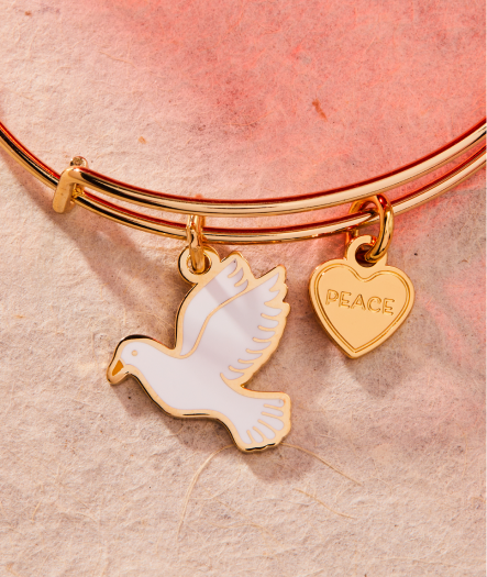 'Peace' Dove Duo Charm Bangle Bracelet | Shop Now