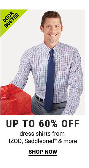 Doorbuster - Up to 60% off dress shirts from IZOD, Saddlebred® & more. Shop Now.