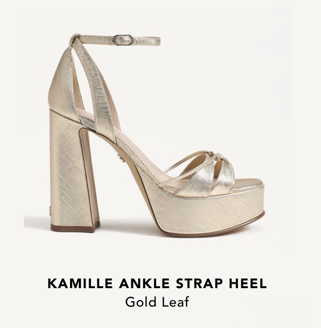 Kamille Ankle Strap Heel (Gold Leaf)