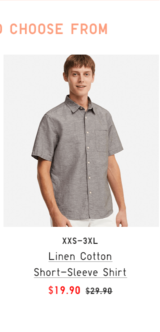 LINEN COTTON SHORT-SLEEVE SHIRT $19.90