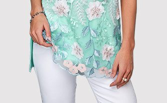 Keyhole Neckline Faux Pearl Embellished Blouse