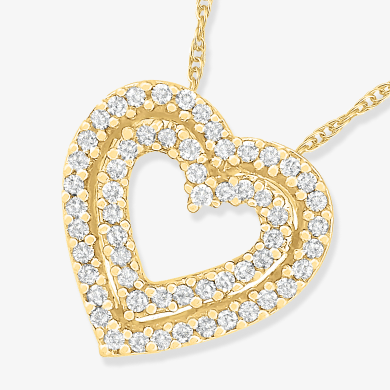 Diamond Heart Necklace 1/8 ct tw 10K Yellow Gold 18''