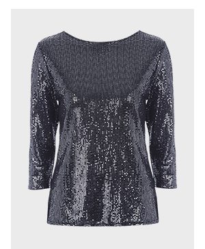 Womens Black Sequin Top