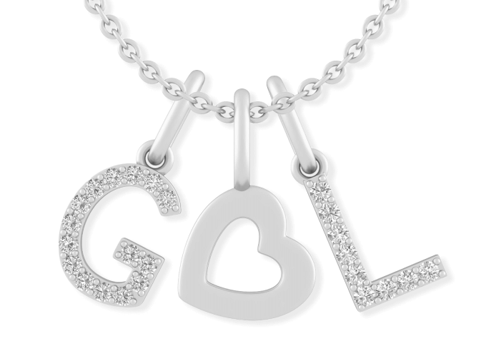 1/20 - 1/8 ct tw Diamond Couple's Initials Necklace