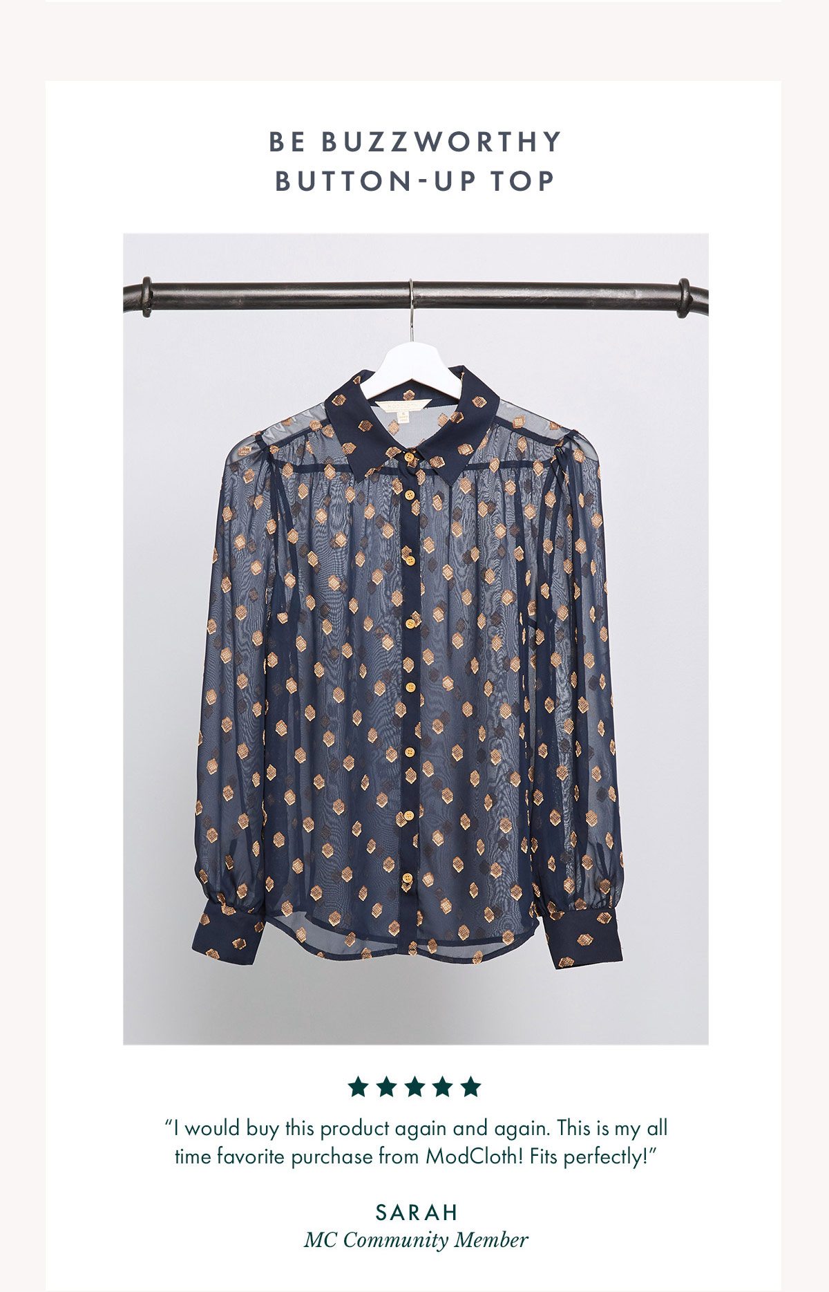 Be buzzworthy button-up top