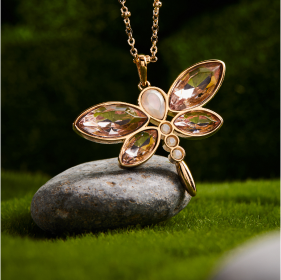 Crystal Dragonfly Double Layer Necklace | Shop Now