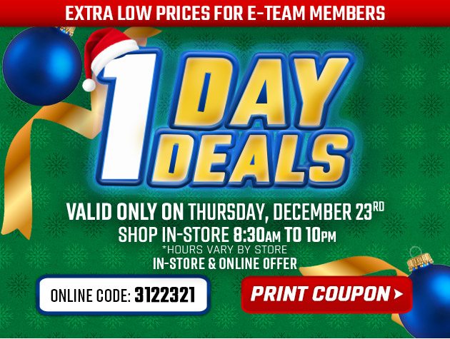 One Day Deals - Thursday, December 23, 2021