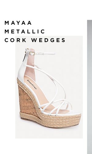 Mayaa Metallic Cork Wedges