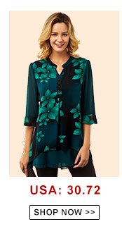 Split Neck Large Floral Print Button Detail Blouse