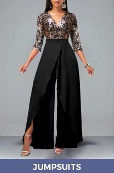 Floral Print Lace Patchwork Black Jumpsuit