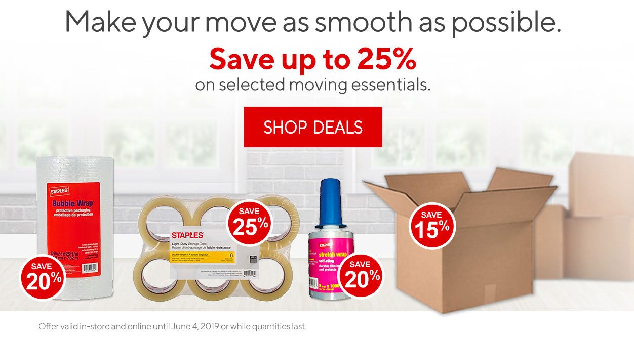 Make your move as smooth as possible. | Save up to 25% - on selected moving essentials. - SHOP DEALS | Offers valid in-store and online until May 14, 2019