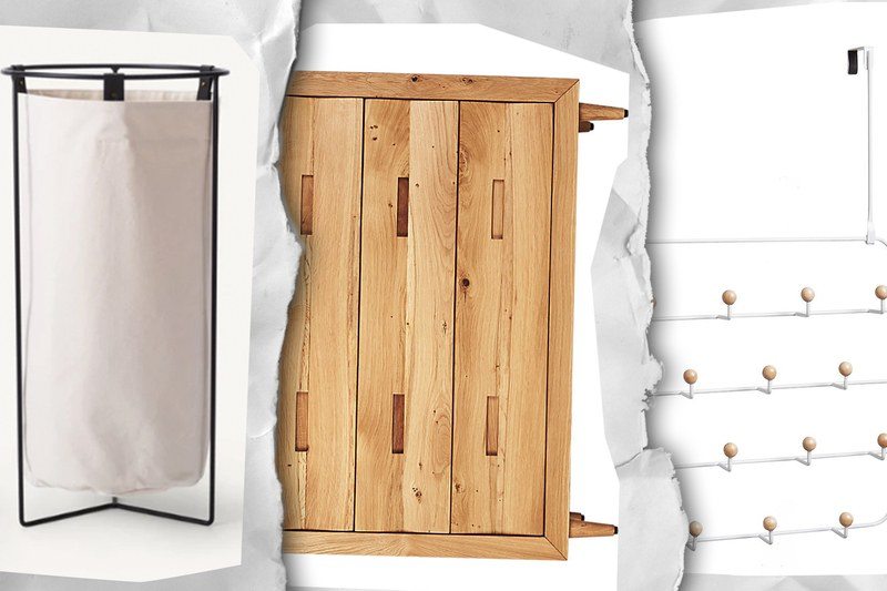 A hamper, a drawer, and a hanger