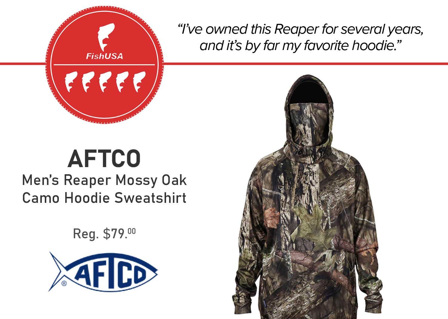 5 Fish Review! AFTCO Men's Reaper Mossy Oak Camo Hoodie Sweatshirt 