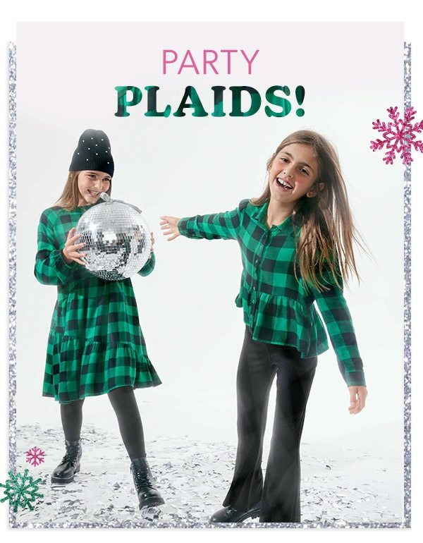 Party plaids! Models wearing evsie clothing.
