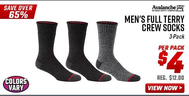 ''Avalanche Men's Full Terry Crew Socks 3-Pack''