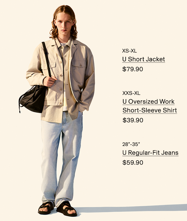 PDP1 - U SHORT JACKET, U OVERSIZED WORK SHORT-SLEEVE SHIRT, U REGULAR-FIT JEANS