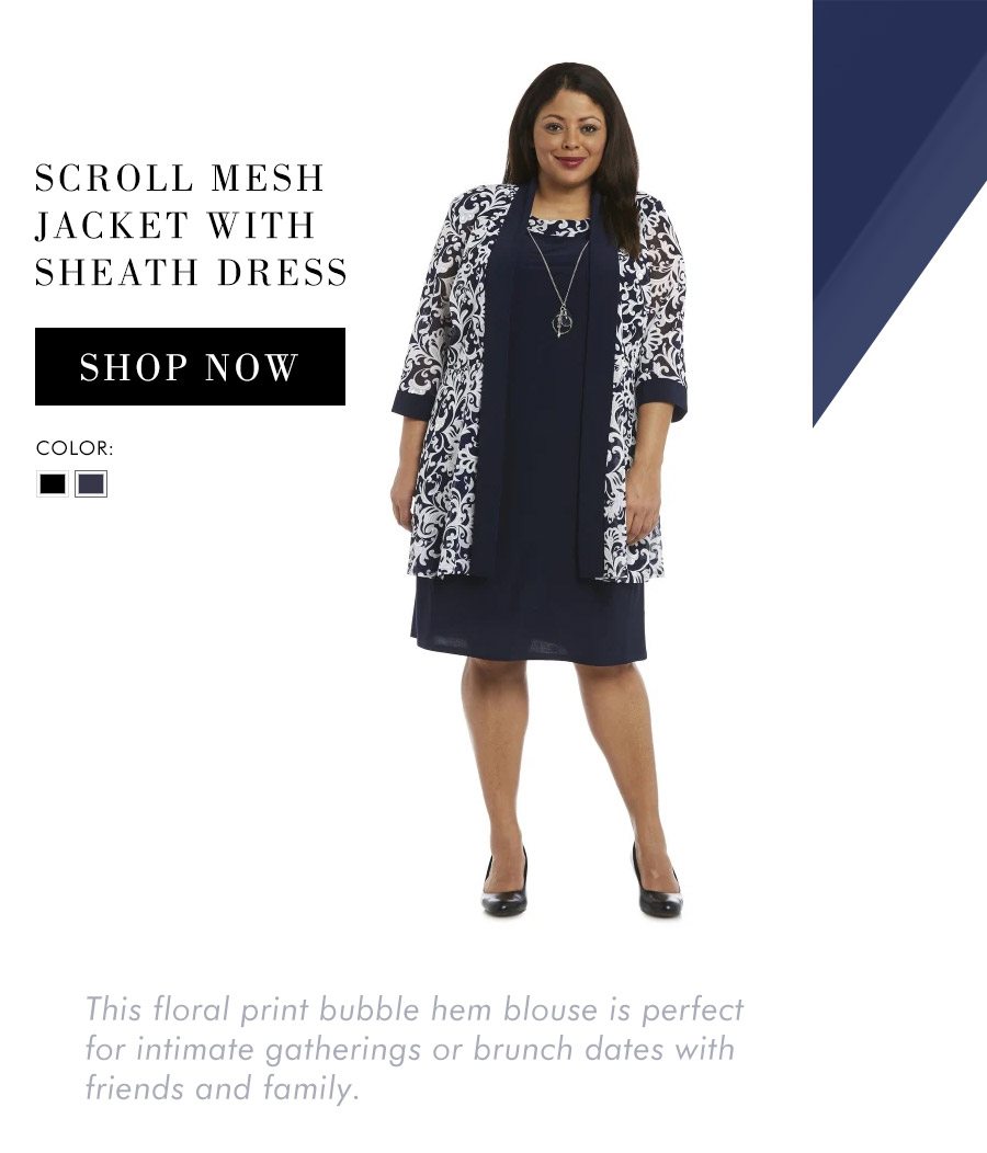 SCROLL MESH JACKET WITH SHEATH DRESS - PLUS