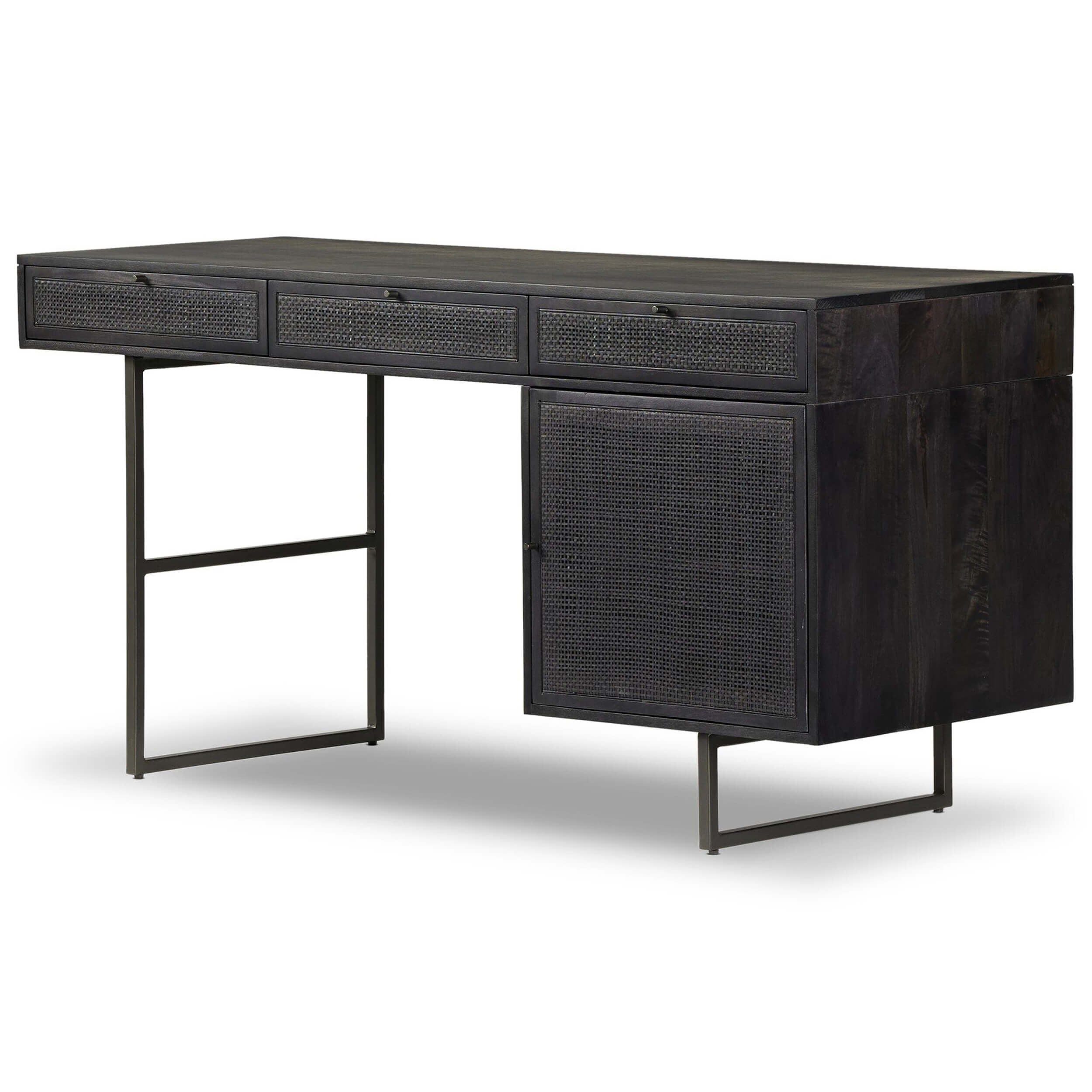 Image of Carmel Desk, Black Wash w/Black Cane