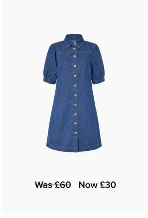 Denim shirt dress in organic cotton blue
